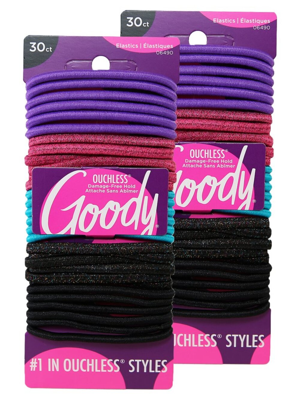 GOODY Ouchless Elastics Hair Ties-4MM (Medium-Thick Hair) Glitterazzi, 30 Ct-2pk